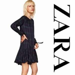 ZARA Basic FINAL PRICE 🌺 Collection Plaid Drop waist Babydol Academia Dress